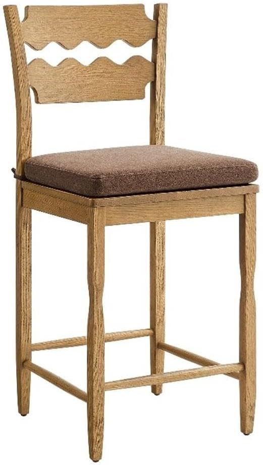 Modway Jax Vintage Inspired Oak Wood Counter Stool with Wavy Razor Back in Weathered Oak Cocoa - ... | Amazon (US)