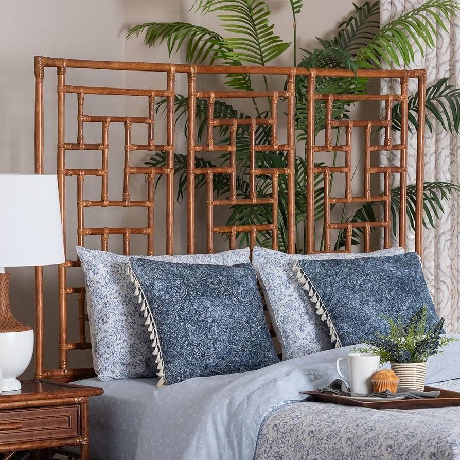 Bali & pari Jamuna Marbled Tortoise Natural Rattan Headboard - Handcrafted Coastal Boho Style Bed... | Amazon (US)