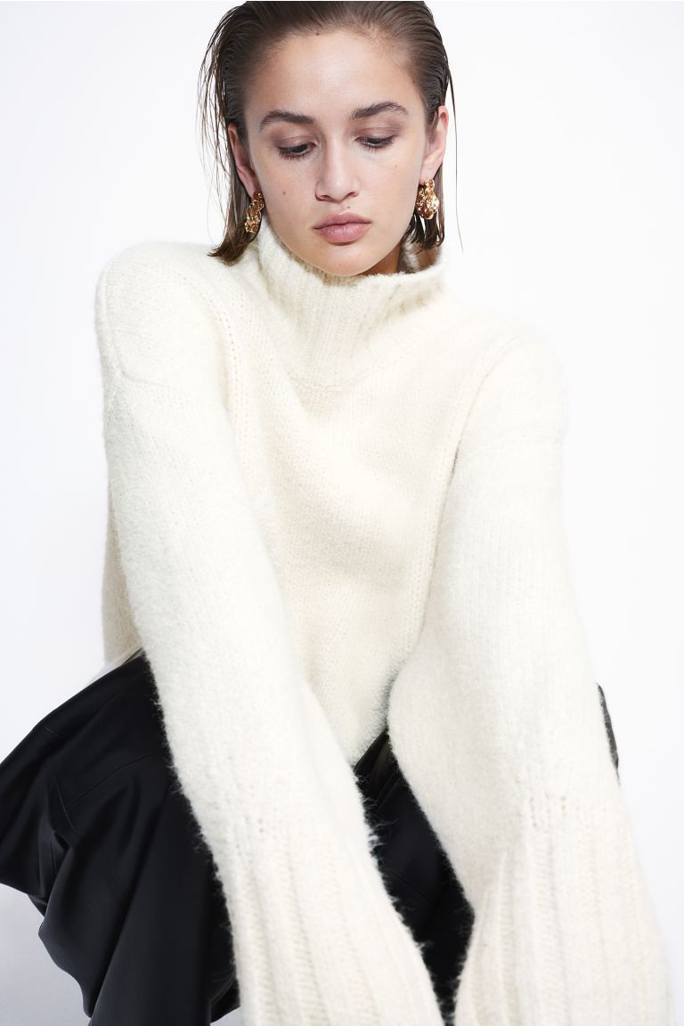 Oversized Mock-turtleneck Sweater - Cream - Ladies | H&M US | H&M (US + CA)