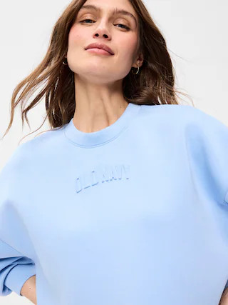 Bounce Fleece Crew-Neck Cropped Sweatshirt | Old Navy (US)
