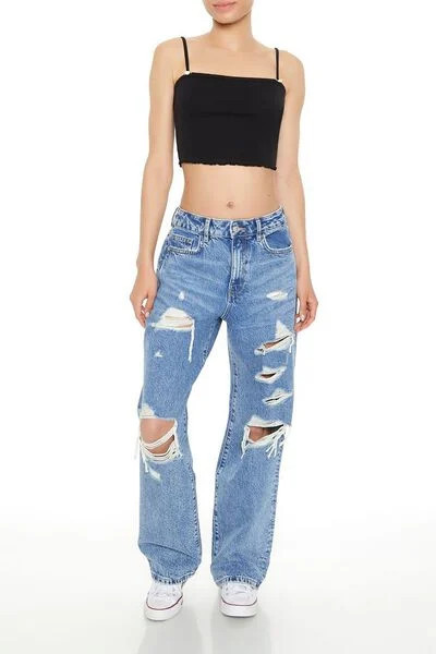 Destroyed High-Rise Jeans | Forever 21