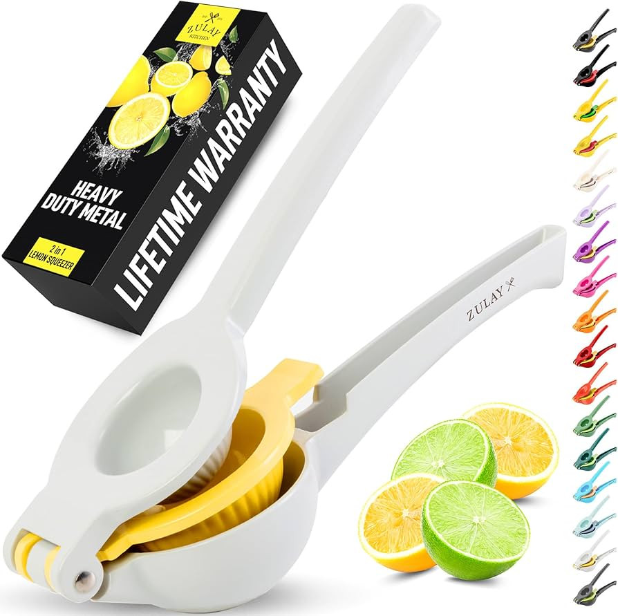 Zulay Kitchen Metal 2-in-1 Lemon Squeezer - Sturdy Max Extraction Hand Juicer Lemon Squeezer Gets... | Amazon (US)
