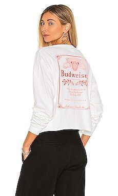 Junk Food Budweiser Long Sleeve Crew Tee in White from Revolve.com | Revolve Clothing (Global)