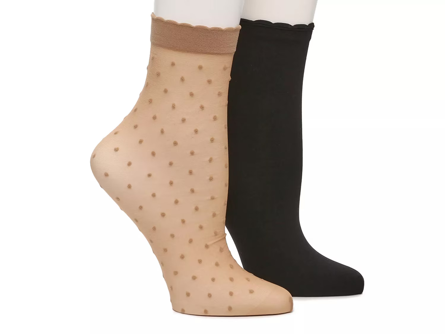 Mix No. 6 Sheer Dot Ruffle Trim Ankle Socks - 2 Pack | DSW