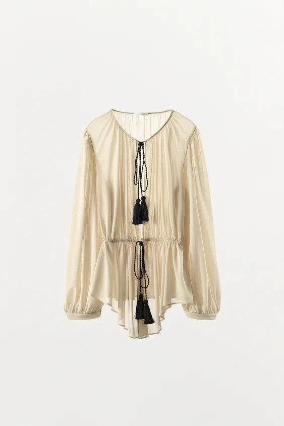 POM-POM ROMANTIC BLOUSE | Zara US