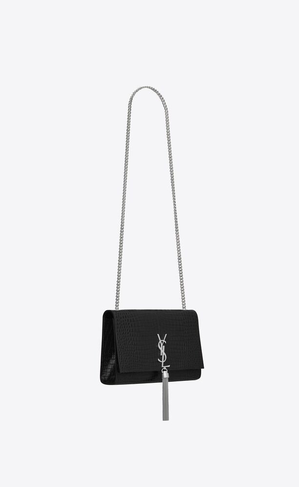 kate medium chain bag with tassel in embossed crocodile shiny leather | Saint Laurent Inc. (Global)