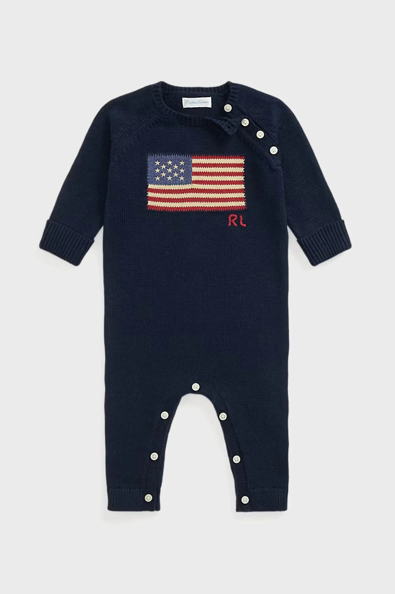 Baby Long-Sleeve Flag Sweater Coverall | Tuckernuck (US)