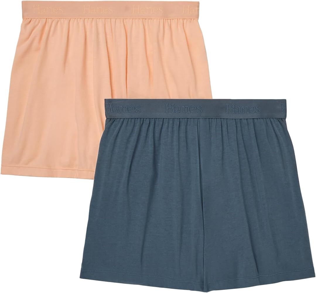 Hanes Women's Originals Sleep Shorts, 2-Pack, Comfywear Supersoft Lounge Shorts Pack, 3.25" | Amazon (US)