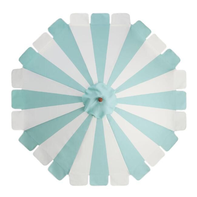 Aqua And White Scalloped 9 Ft Replacement Umbrella Canopy | World Market