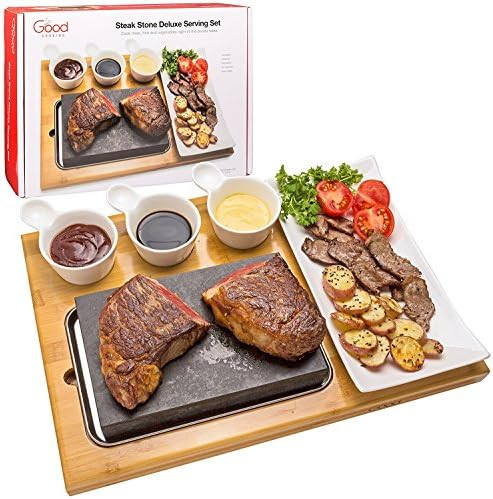 Cooking Stone- Complete Set Lava Hot Steak Stone Plate Tabletop Grill and Cold Lava Rock Indoor BBQ  | Amazon (US)