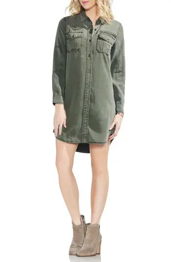Women's Vince Camuto Two-Pocket Shirtdress, Size Large - Green | Nordstrom