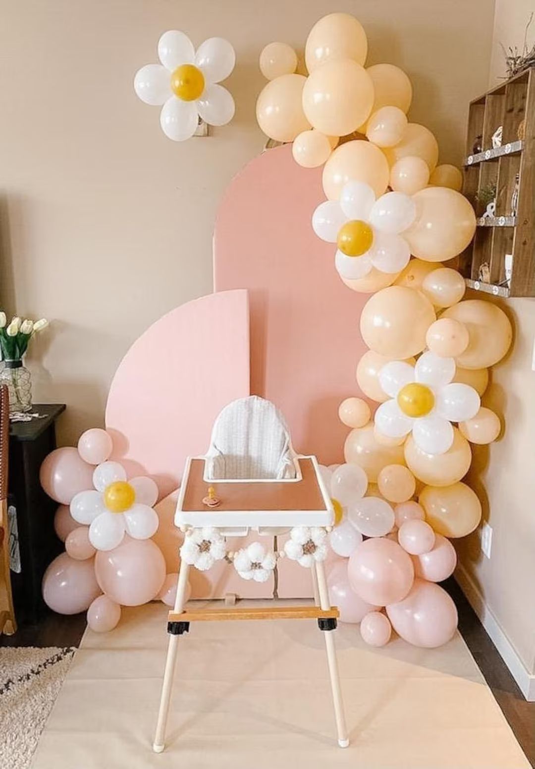 Daisy Flower Girl Boho Pink Peach DIY Balloon Garland Kit | First Birthday Party decor Balloon Ar... | Etsy (US)