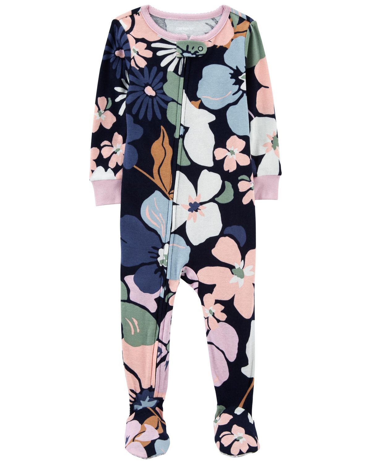 Navy Toddler 1-Piece Floral 100% Snug Fit Cotton Footie Pajamas | carters.com | Carter's