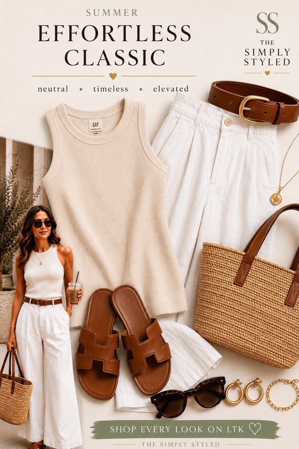 Summer Effortless Classic 🤍

A timeless outfit formula built around versatile neutrals that work all season long.

Featuring:
• Ribbed tank
• Tailored linen pants
• Woven tote
• Slide sandals
• Tortoise sunglasses
• Gold jewelry
• Classic leather belt

These are the pieces I reach for when I want to look put together with minimal effort.

Everything is linked below for easy shopping.

#LTKStyle #LTKFinds #CapsuleWardrobe #NeutralStyle #SummerStyle #WardrobeEssentials #LTKootd

#LTKootd