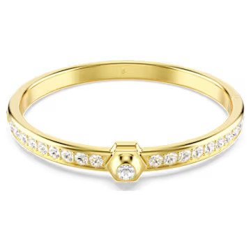 Numina bangle, Round cut, White, Gold-tone plated by SWAROVSKI | SWAROVSKI