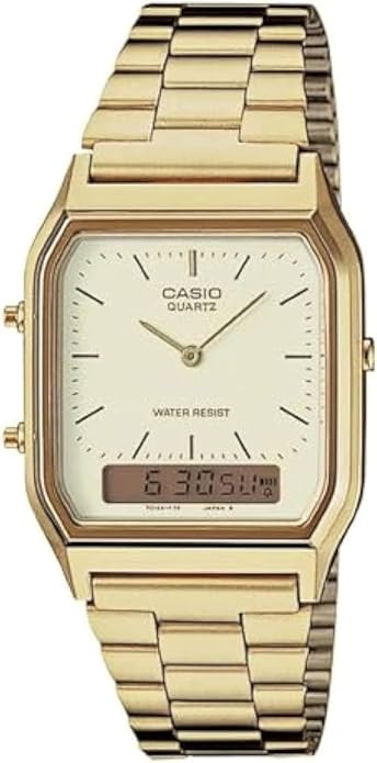 Casio AQ230GA-9D Men's Analog Digital Dual Time Gold Tone Metal Band Watch | Amazon (US)