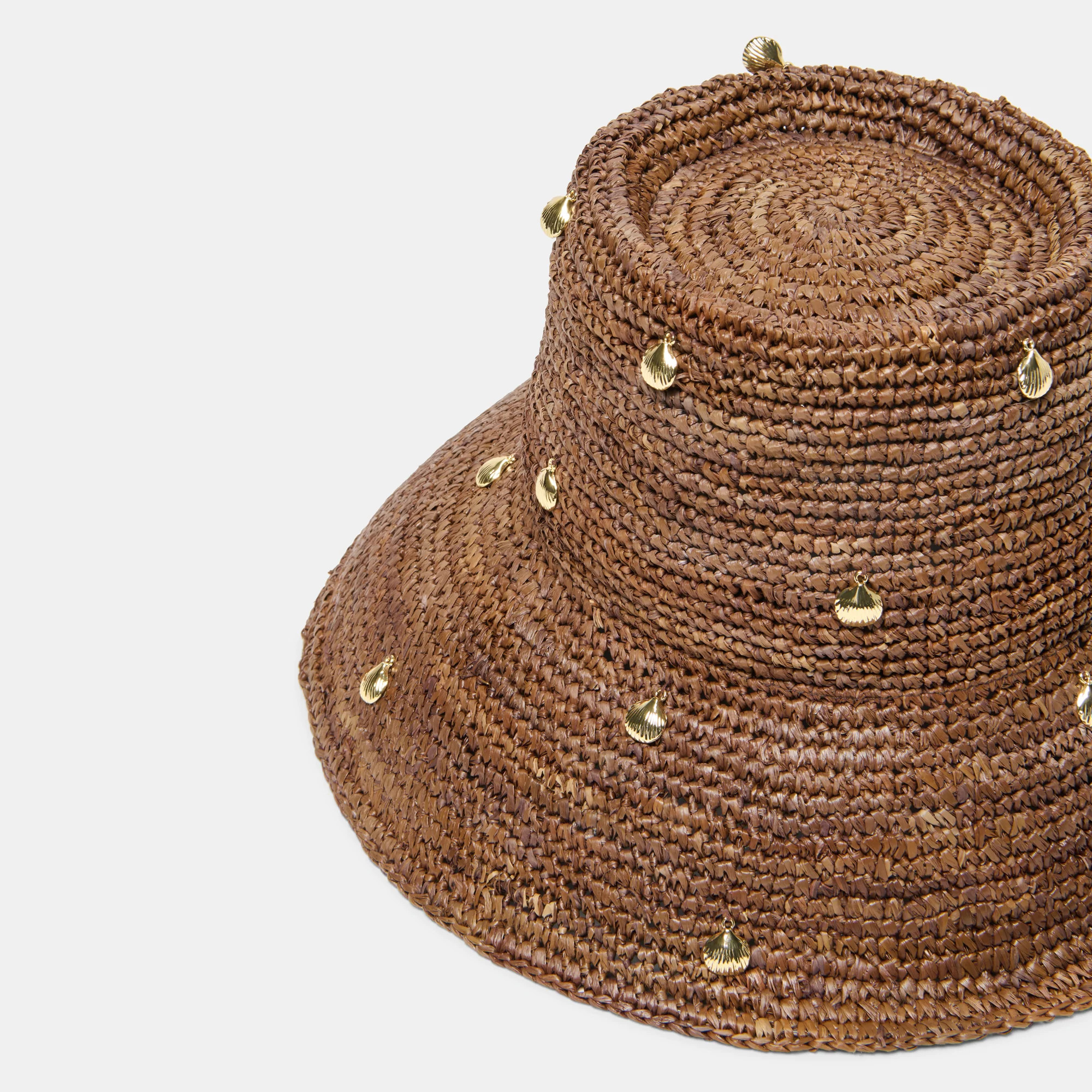 Straw Cloche With Charms Brown | DolceVita.com