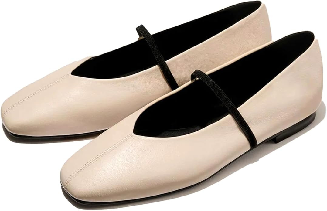 Women's Mary Jane Flats Square Toe Slip On Ballet Shoes with Ankle Strap Comfortable Dressy Flats... | Amazon (US)