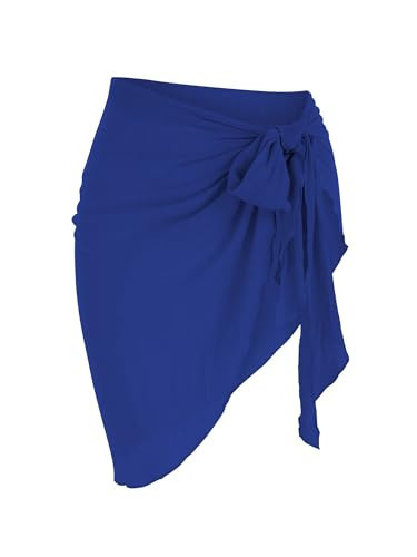 ZAFUL Sarong Coverups for Women Linen Sarong Tie Side Bathing Suit Cover Up, Royal Blue | Amazon (US)