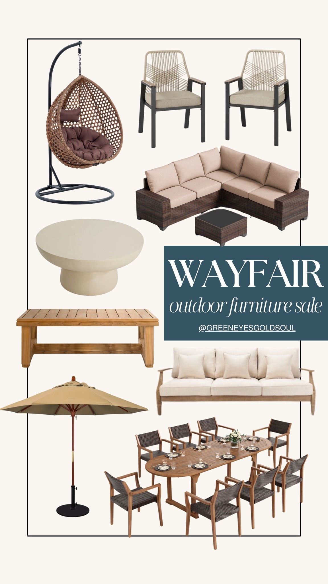 Wayfair outdoor furniture sale finds for an easy patio refresh. I rounded up neutral outdoor furniture pieces that look high end but are still practical for everyday backyard living, from patio dining sets and outdoor sectionals to hanging egg chairs, umbrellas, coffee tables, and cozy seating. Perfect if you’re updating your porch, patio, deck, or outdoor entertaining space for summer.

Shop my favorite Wayfair patio furniture finds on LTK.

#WayfairFinds #WayfairSale #OutdoorFurniture #PatioFurniture #PatioRefresh #OutdoorLiving #BackyardInspo #PatioDecor #OutdoorDining #LTKHome #LTKFinds #LTKSaleAlert

Wayfair outdoor furniture sale, Wayfair patio furniture, outdoor furniture sale, patio furniture finds, outdoor sectional, outdoor dining set, patio dining table, hanging egg chair, outdoor umbrella, outdoor coffee table, backyard furniture, patio refresh, neutral patio decor, outdoor living space, deck furniture, porch furniture, summer patio furniture, outdoor entertaining, affordable outdoor furniture, high end patio furniture for less, Wayfair patio sale

#LTKSaleAlert #LTKHome #LTKSeasonal