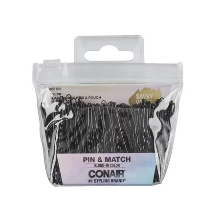 Conair Bobby Pins with Reusable Pouch Black 200 Count | Walmart (US)