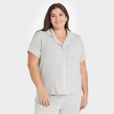 Women's Beautifully Soft Short Sleeve Notch Collar Top and Shorts Pajama Set - Stars Above™ | Target