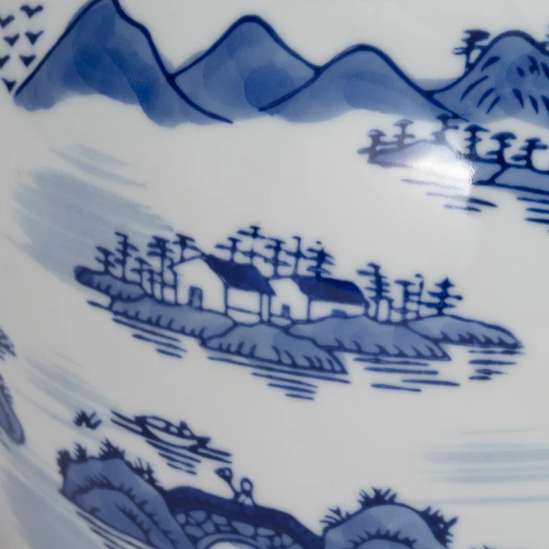 Stoneware Ceramic Chinoiserie Decorative Container with Lid | Wayfair North America