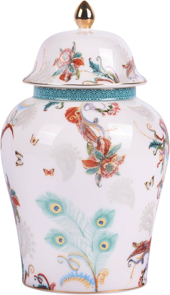 Chinese Ginger Jar with Lid Chinoiserie Antique Style,Home Decorative Retro Blue and White Porcel... | Amazon (US)