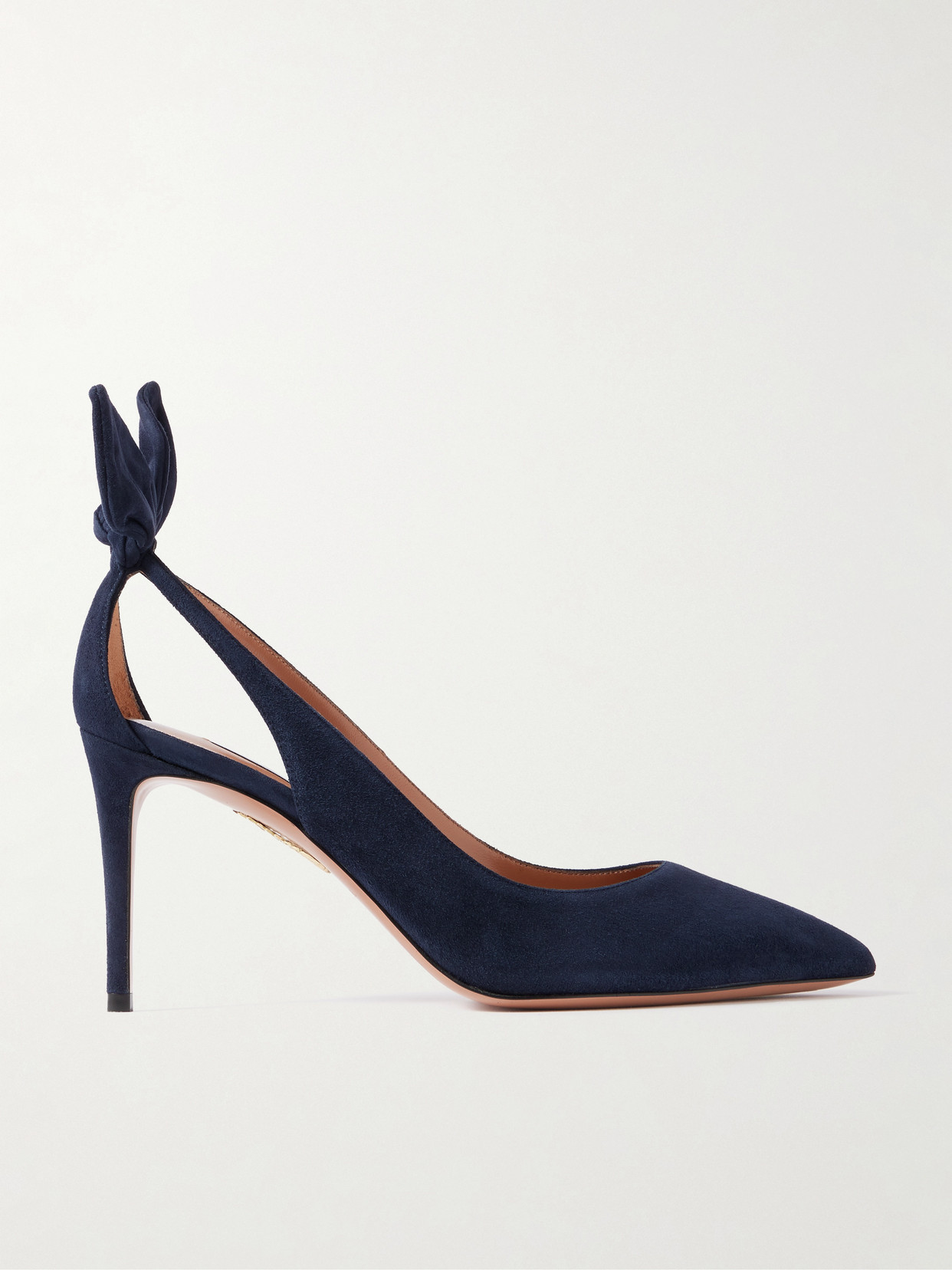 Aquazzura - Bow Tie 85 Suede Pumps - Blue | NET-A-PORTER (US)