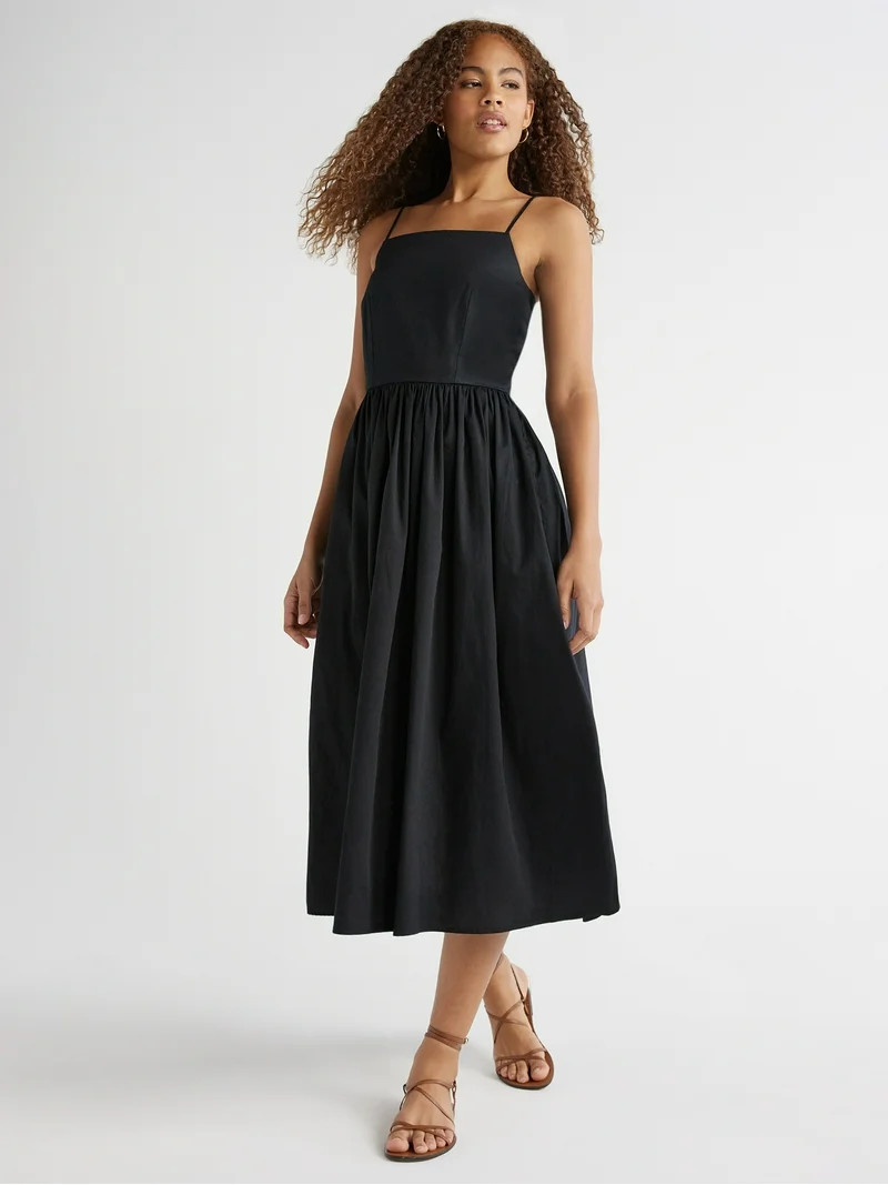 Free Assembly Women's Sleeveless Square Neck Midi Dress, Sizes XS-XXL | Walmart (US)