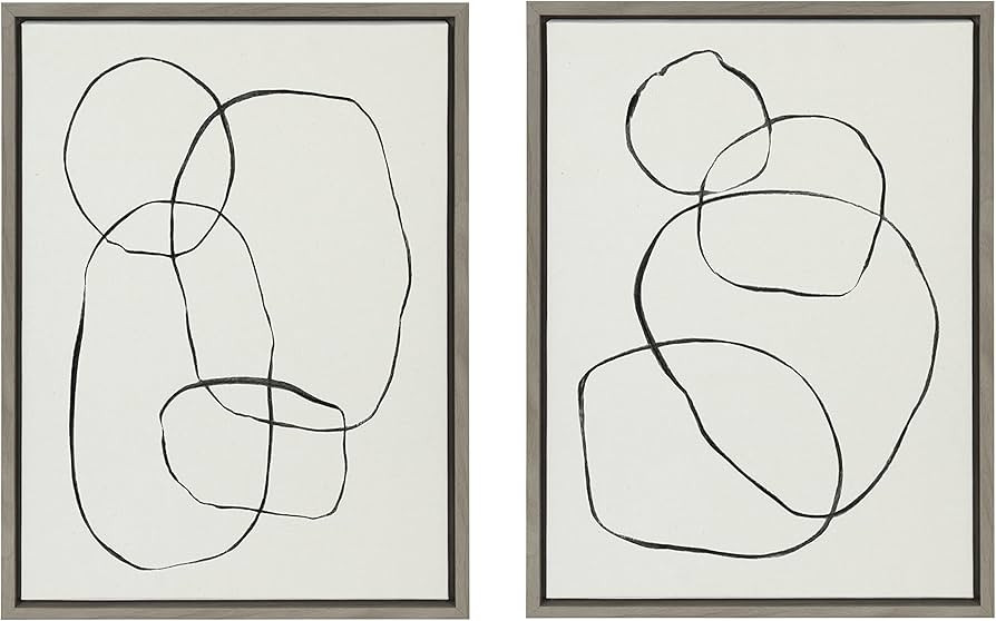 Kate and Laurel Sylvie Sylvie Modern Circles and Going in Circles Framed Linen Textured Canvas Wa... | Amazon (US)