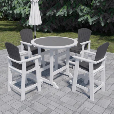 Hdpe Patio Bar Table Set High Top Outdoor Table And Chairs Set Of 5 Bar Table & Stools Set, With Tall Adirondack Chairs Set For 4 | Wayfair North America