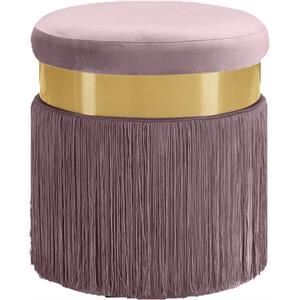 Meridian Furniture Yasmine Contemporary Velvet Ottoman/Stool in Pink | Cymax