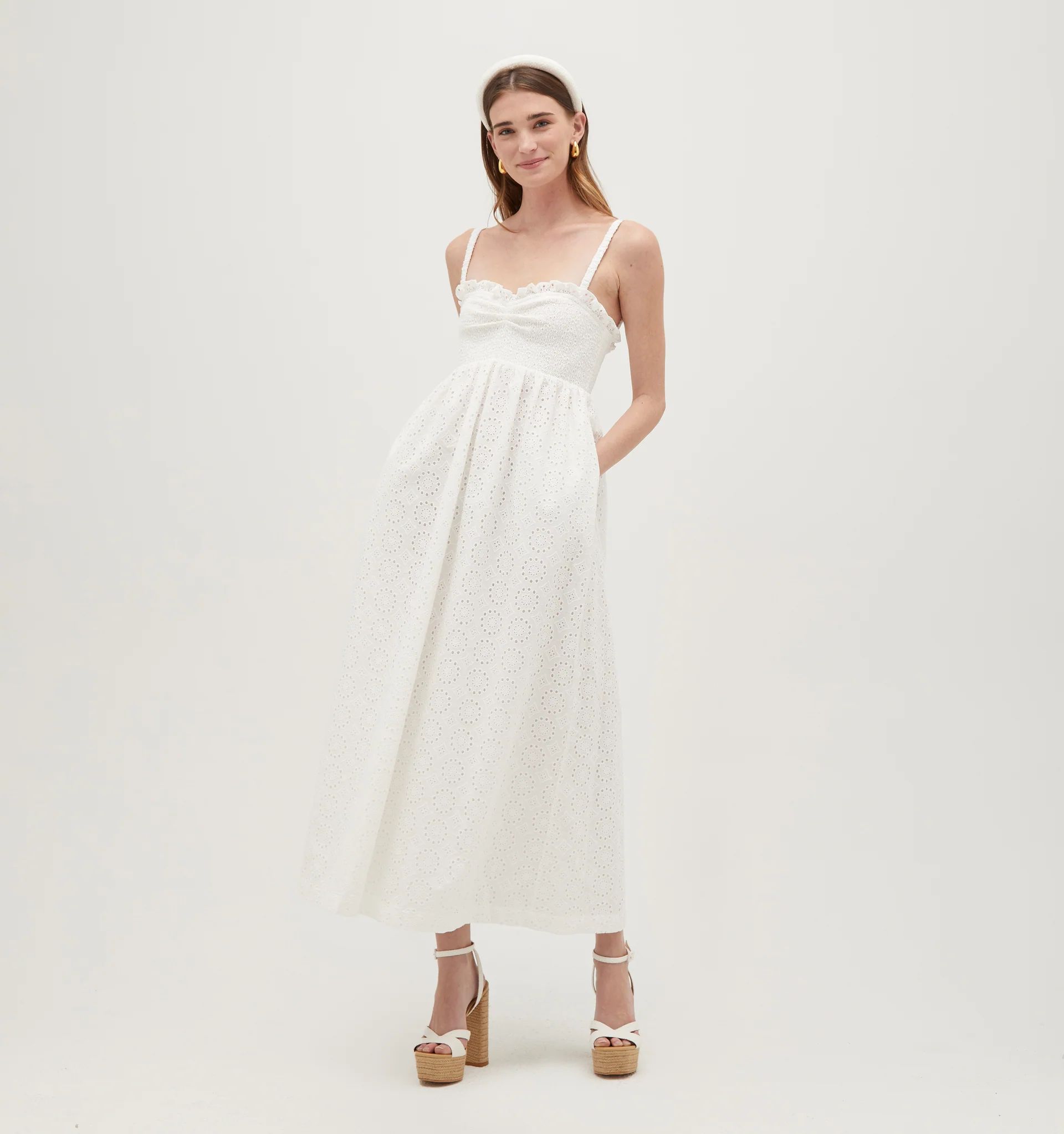 The Frida Nap Dress - White Eyelet | Hill House Home