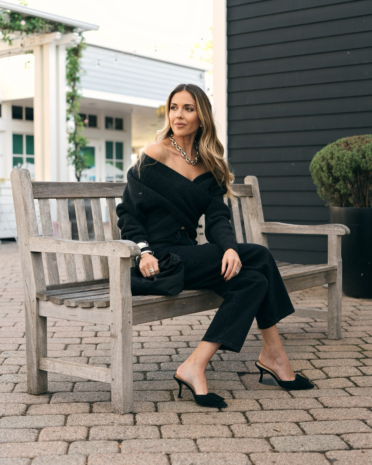 Fall vibes, but make it chic 🍂✨ Cozy @brochuwalker sweater and classic jeans are my go-to staples, but it’s all about those little details! Kitten heels for a touch of elegance and a chunky necklace to make it pop! 

#FallFashionInspo #CozyChic #EffortlessStyle #OutfitDetails #SeasonalStyle #ElevatedBasics #Brocchuwalker #framejeans

#LTKHoliday #LTKSeasonal #LTKStyleTip