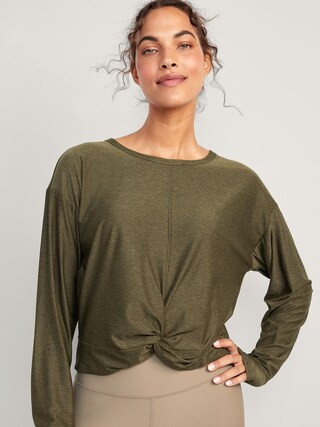 Cloud 94 Soft Long-Sleeve Twist-Front Cropped Top for Women | Old Navy (US)