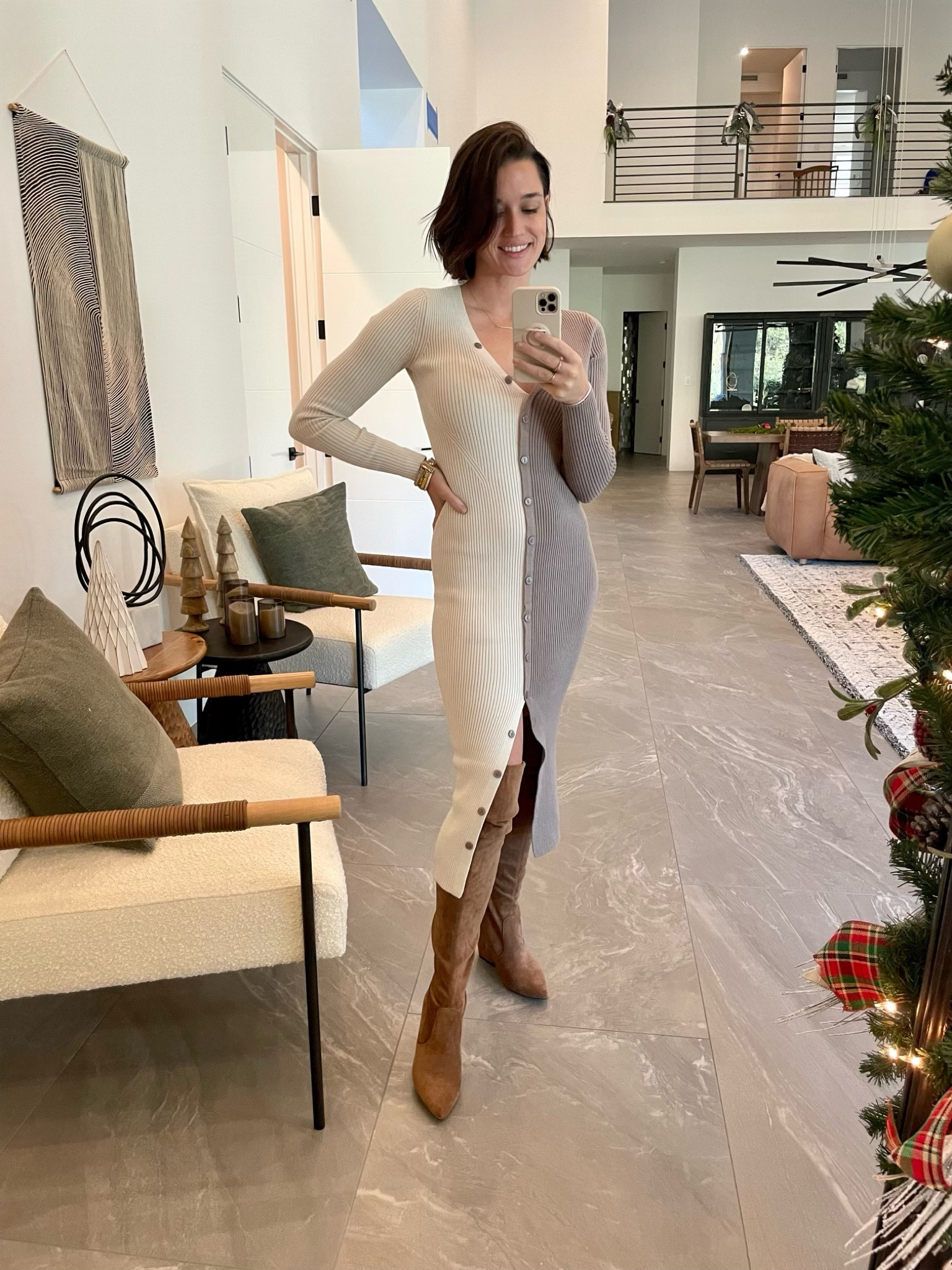 Abercrombie sweater dress, high knee boots. Runs true to size! 

#LTKunder100 #LTKshoecrush #LTKxAF