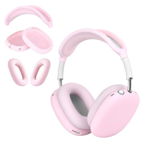 3 in 1 Silicone Case Cover for AirPods Max Headphones, Anti-Scratch Ear Pad/Ear Cups/Headband for AirPod Max, Accessories Silicone Protector for Apple AirPods Max (Pink) | Amazon (US)