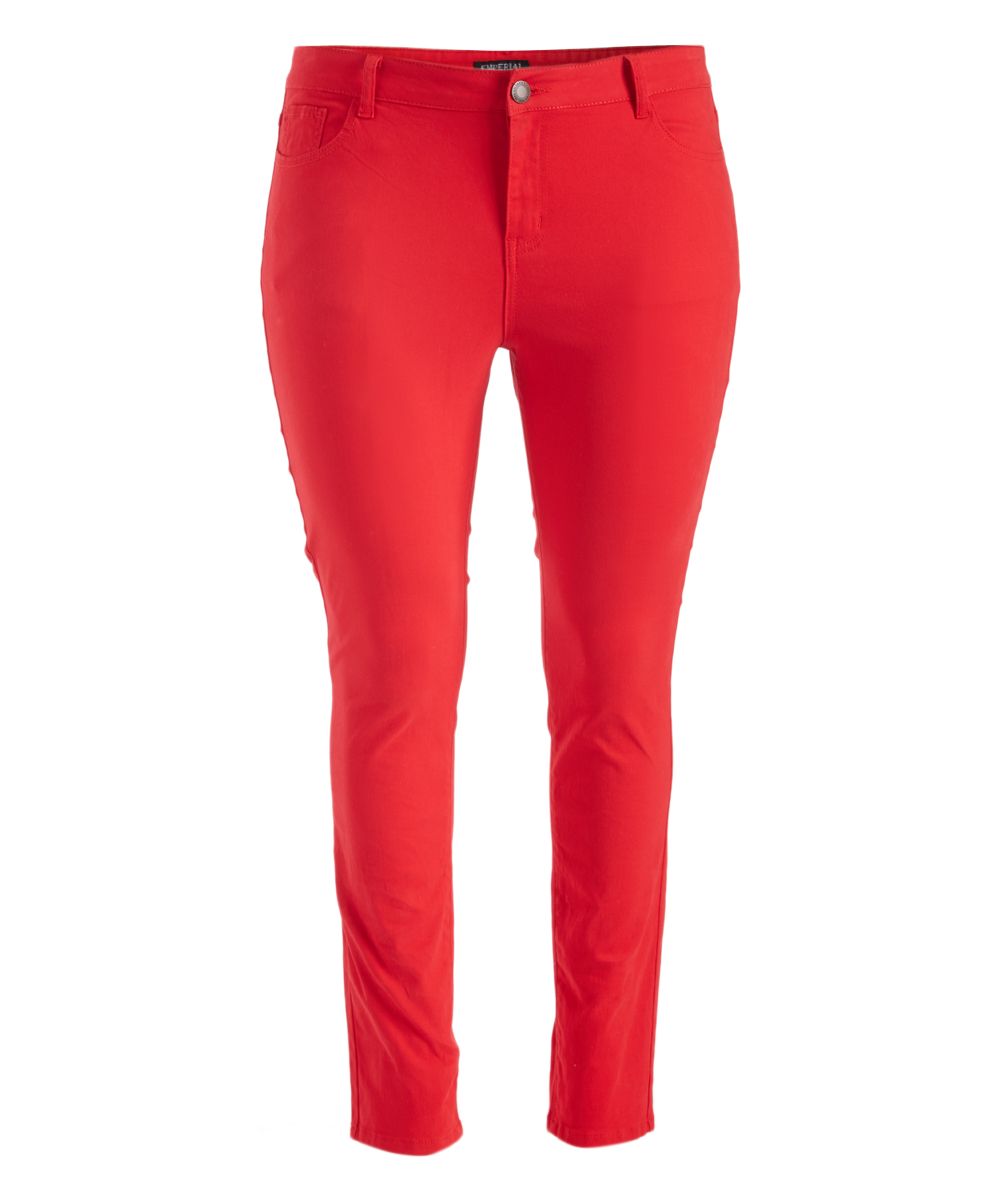 Emperial Premium Women's Denim Pants and Jeans Red - Red Five-Pocket Skinny Pants - Women | Zulily