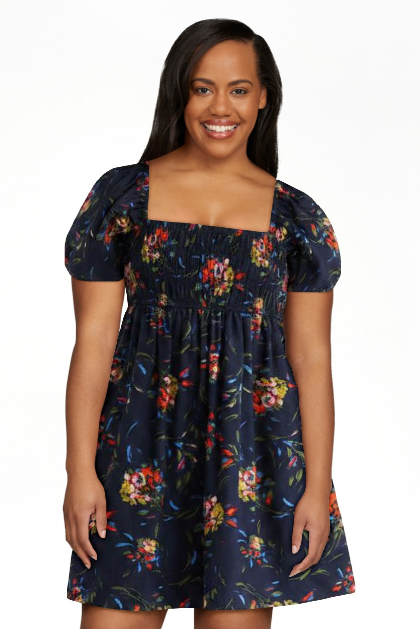 Free Assembly Women's and Women's Plus Puff Sleeve Peasant Mini Dress, Sizes XS to 4X | Walmart (US)