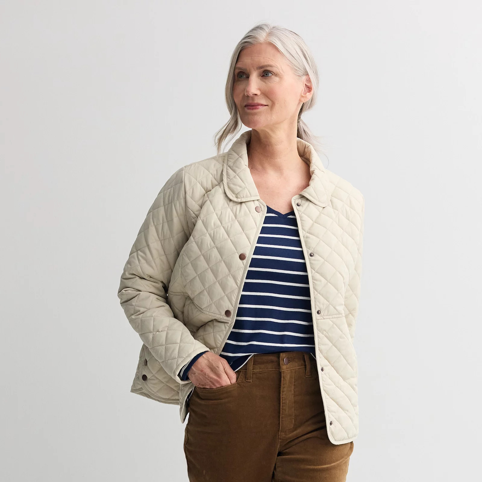 Women's Croft & Barrow® Quilted Snap Jacket | Kohl's