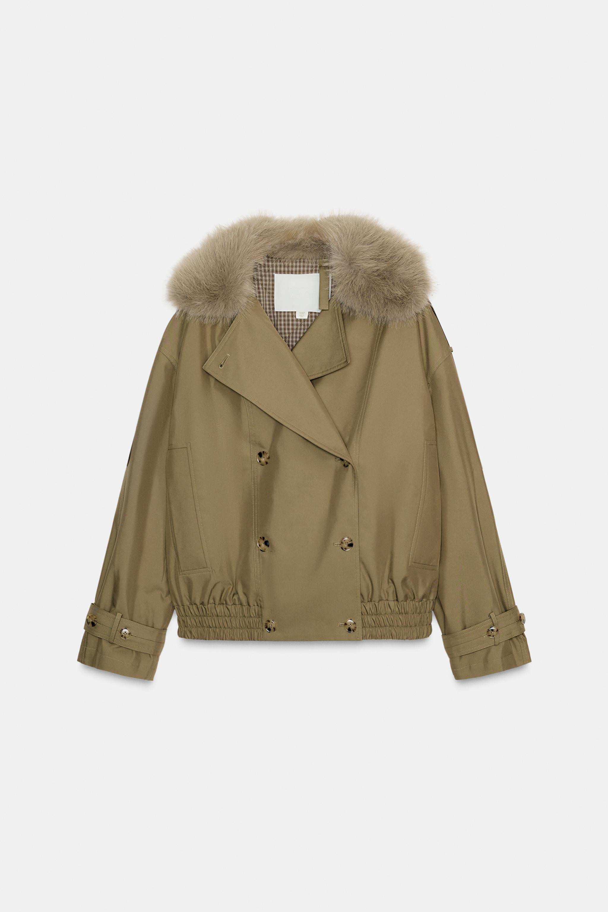FAUX FUR COLLAR QUILTED TRENCH COAT ZW COLLECTION | Zara US