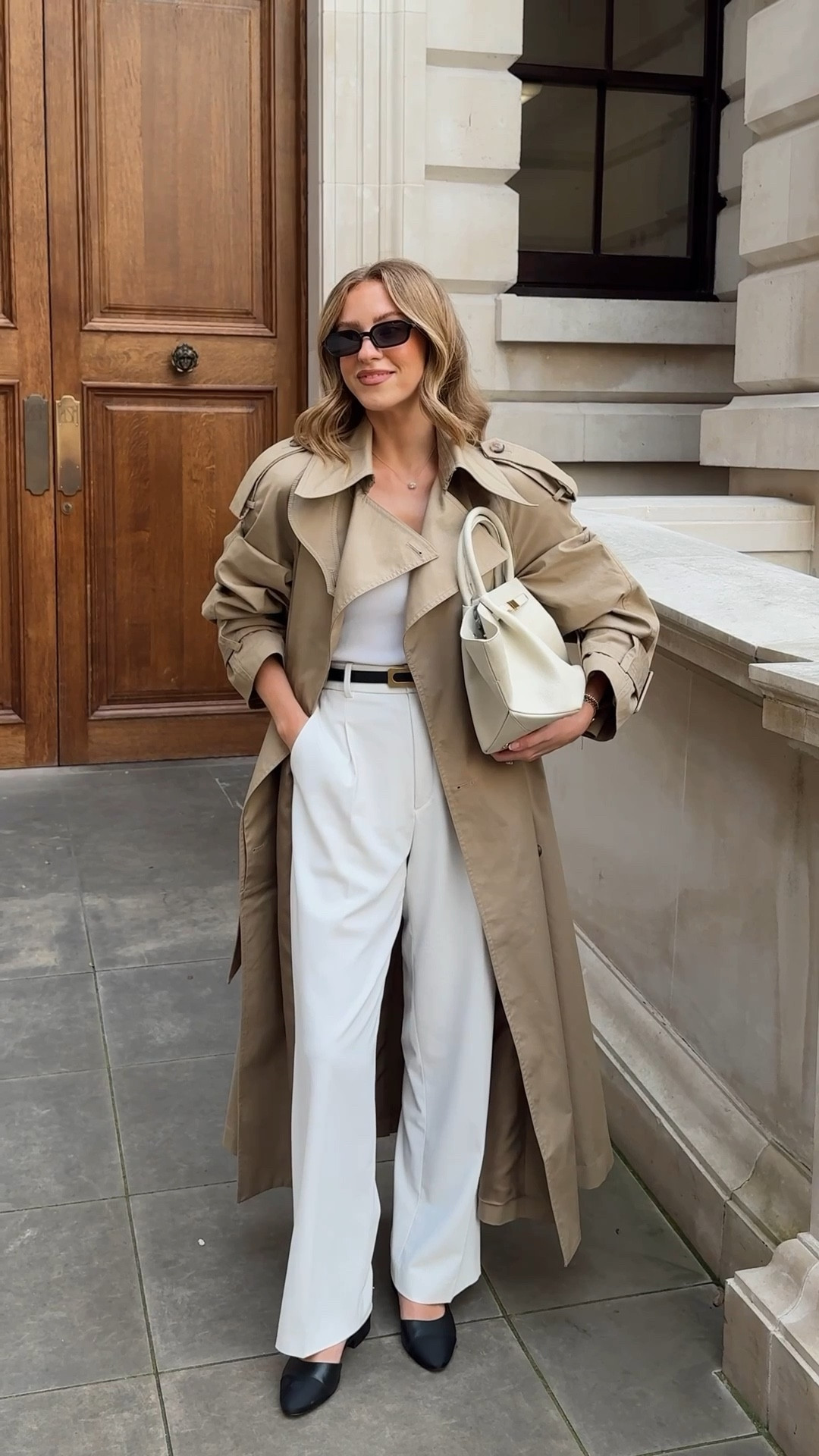 Trench is OLD &other stories 
Autumn outfits uk, workwear uk, officewear, tailored trousers, white trousers, slingbacks, demellier bag, trench coat 

#LTKuk #LTKworkwear #LTKautumn