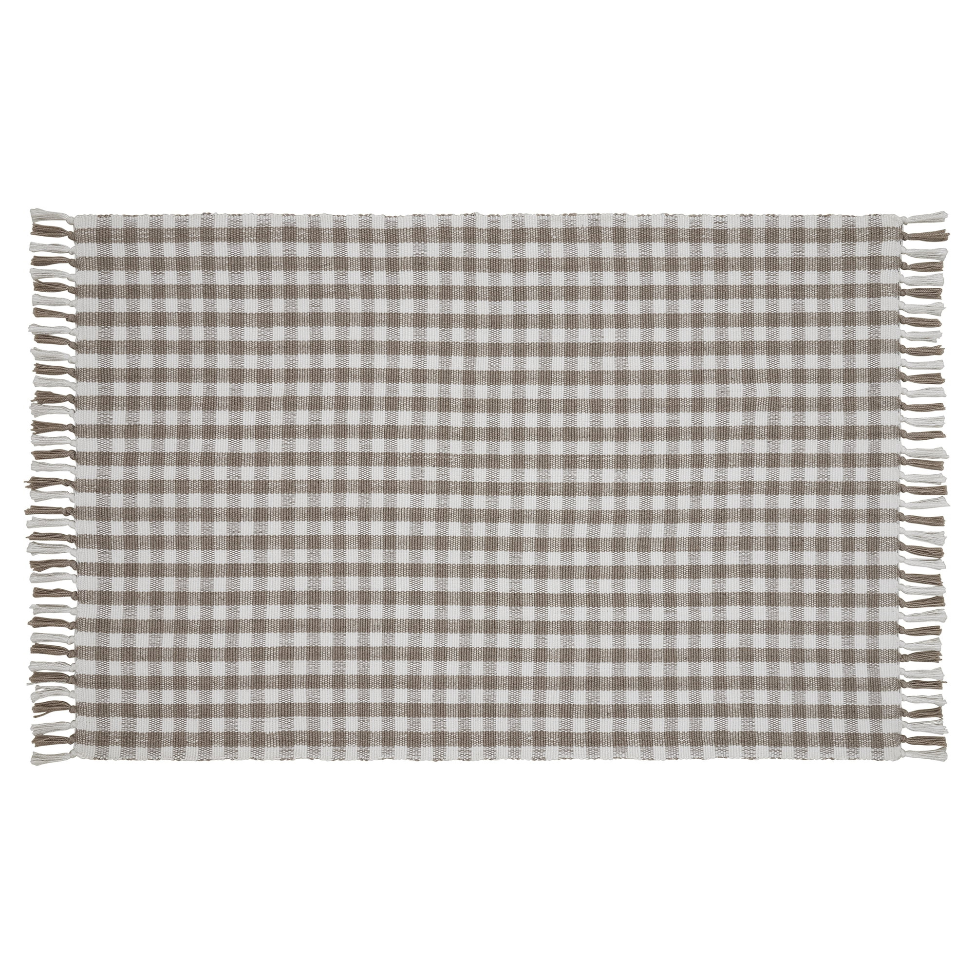 My Texas House Taupe Gingham Fringe Indoor/Outdoor Layering Rug, 38" x 58" | Walmart (US)
