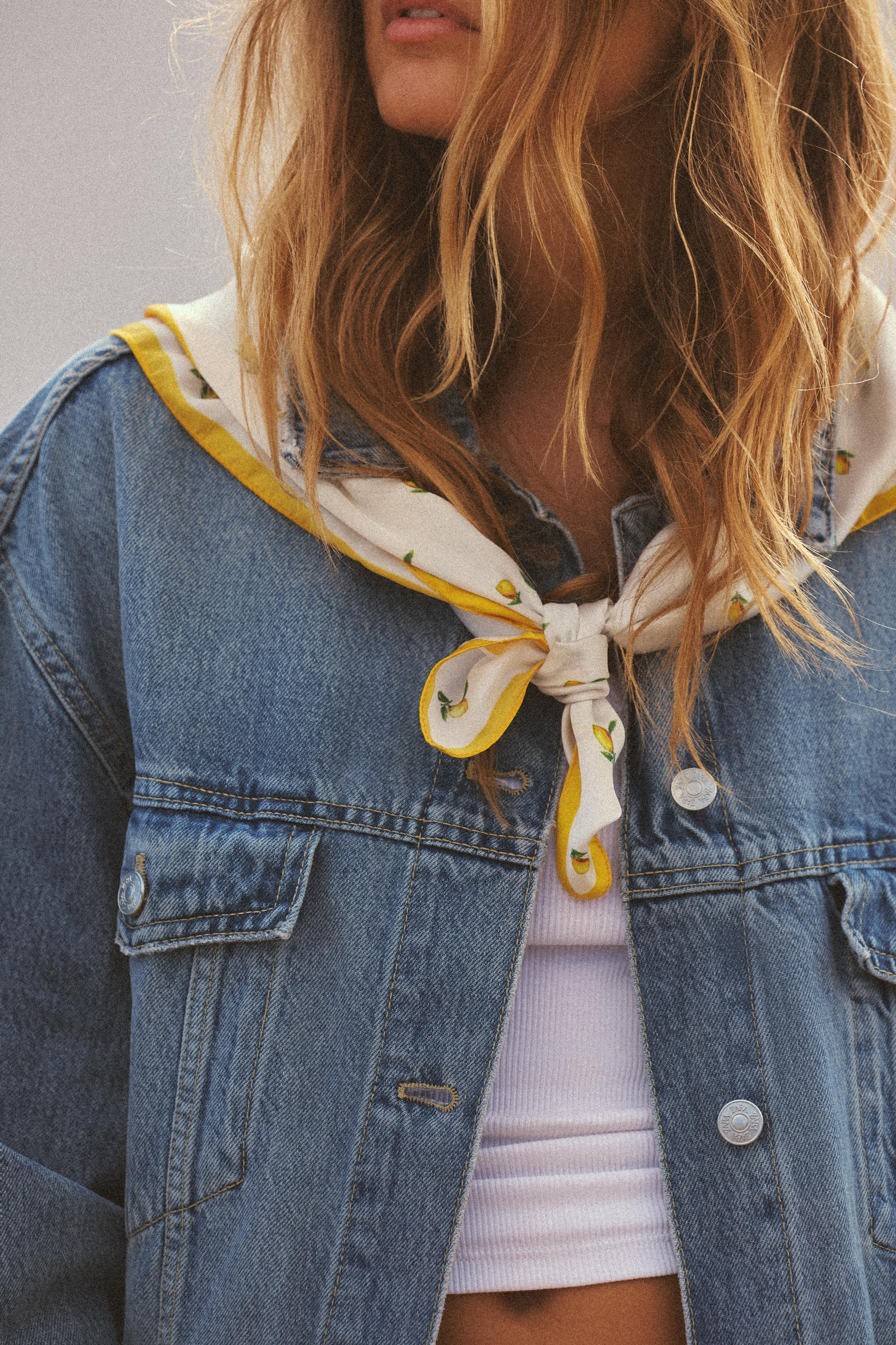 TRF OVERSIZED DENIM JACKET WITH SCARF | Zara US