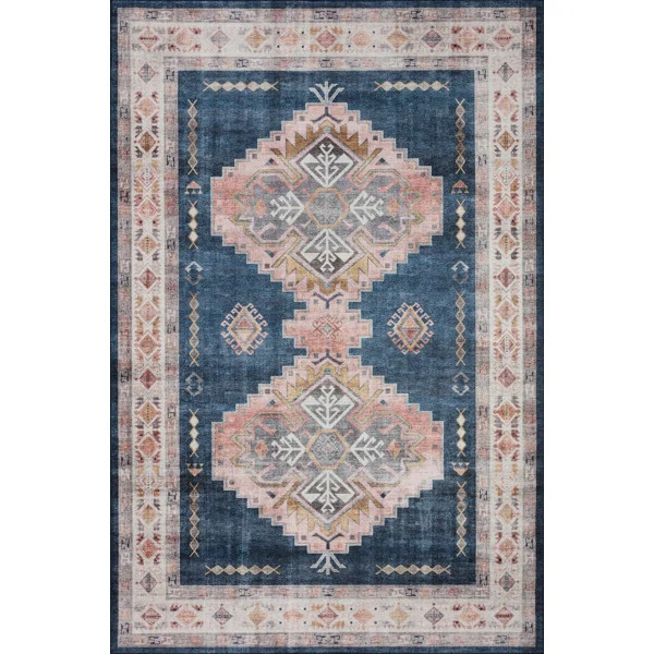 Jujhar Southwestern Denim/Blush Area Rug | Wayfair Professional
