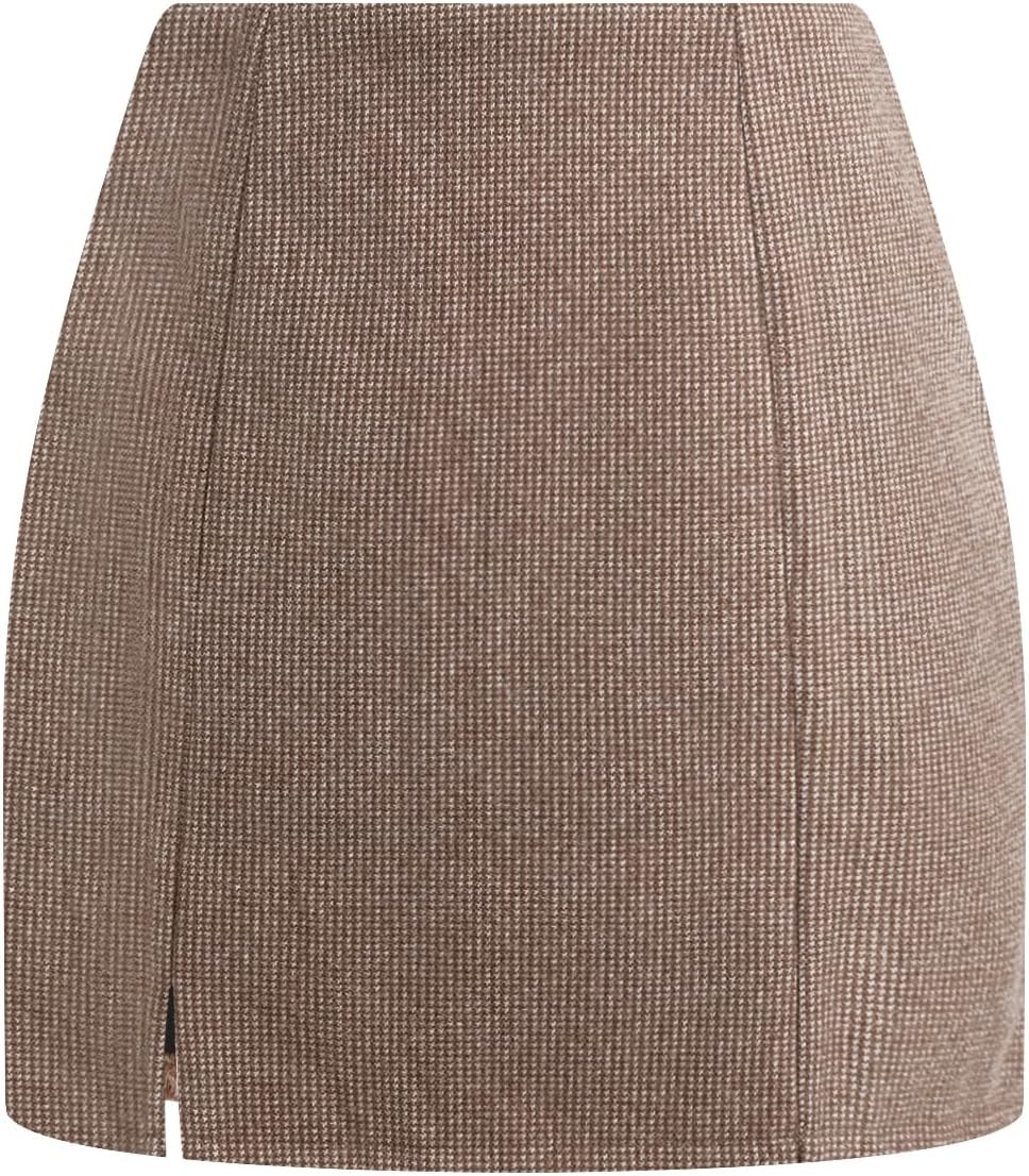 Plaid Mini Skirts for Women High Waisted Fall Bodycon Skirt | Amazon (US)