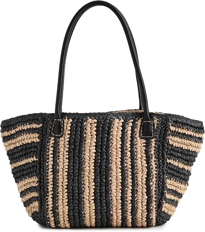 Madewell Women's Mini Black And White Straw Tote | Amazon (US)