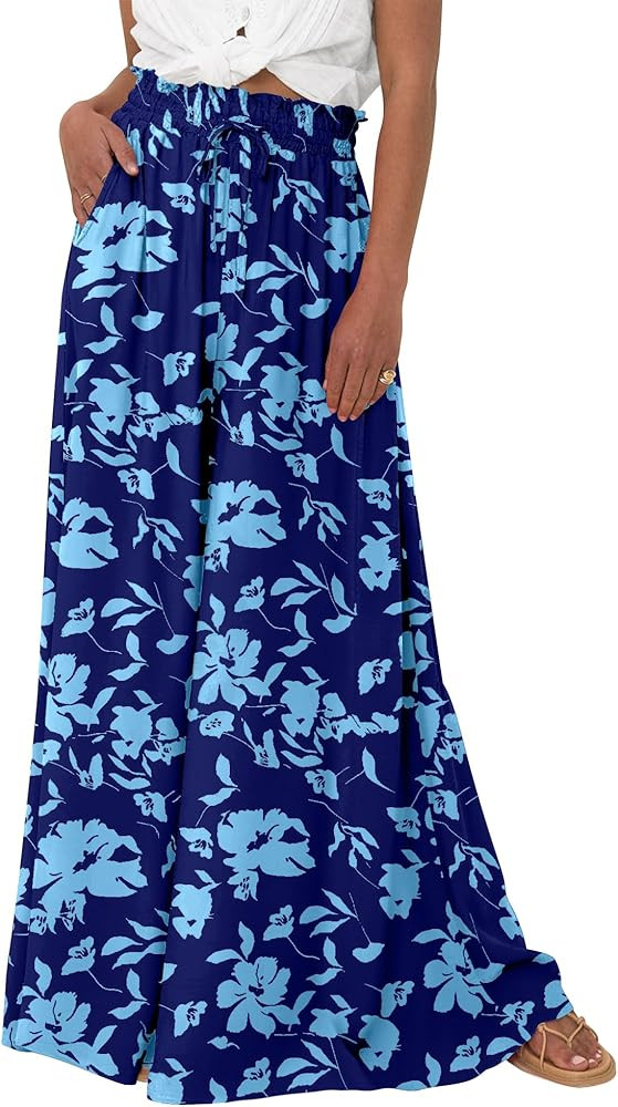 BTFBM Women Casual High Waist Wide Leg Pants 2026 Spring Summer Long Palazzo Pants Pocket Lounge ... | Amazon (US)