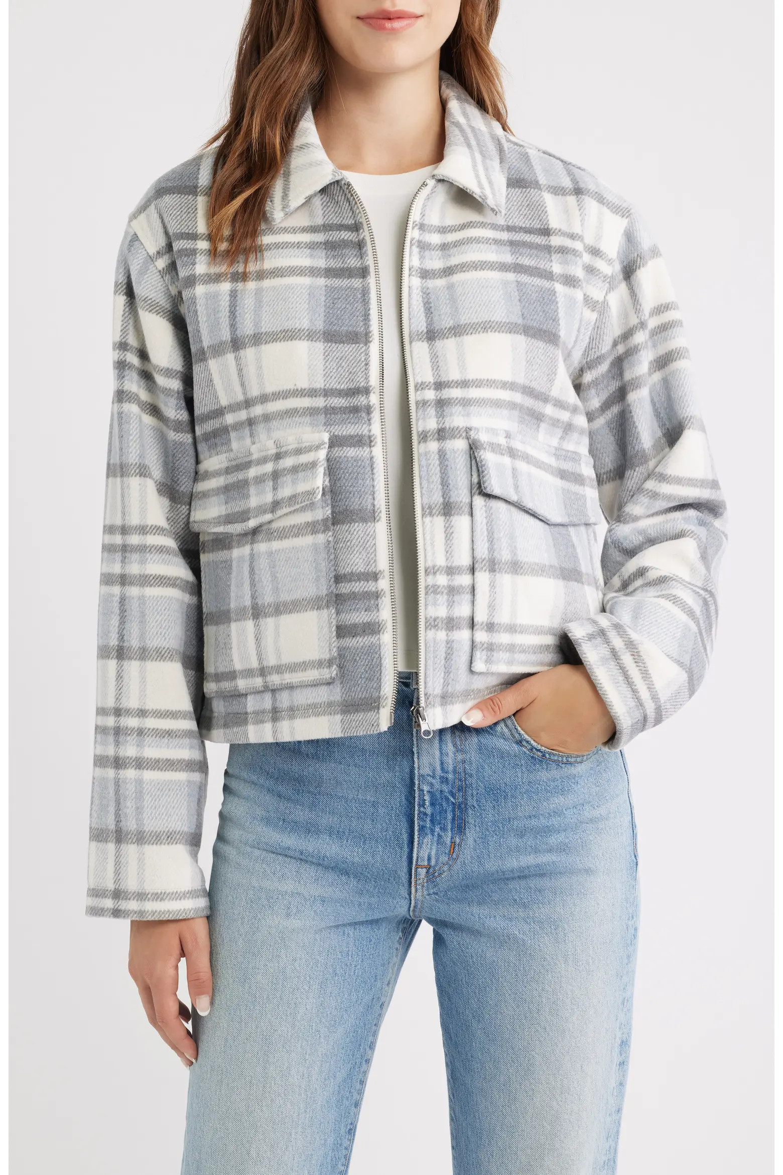 Thread & Supply Plaid Zip Up Jacket (Women) | Nordstrom | Nordstrom